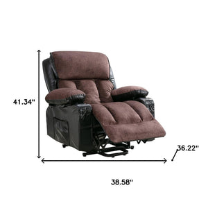 HomeRoots 39" Brown Faux Leather Heated Massage Lift Recliner with USB, Zero Gravity Comfort & Support 718743
