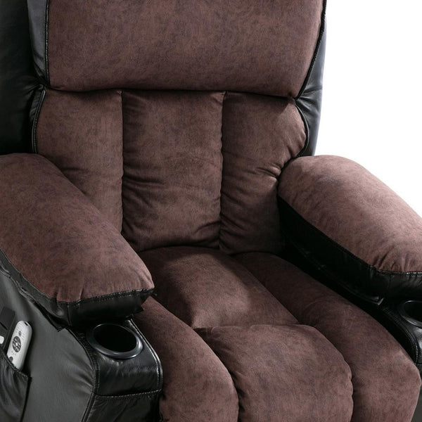 HomeRoots 39" Brown Faux Leather Heated Massage Lift Recliner with USB, Zero Gravity Comfort & Support 718743