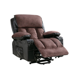 HomeRoots 39" Brown Faux Leather Heated Massage Lift Recliner with USB, Zero Gravity Comfort & Support 718743