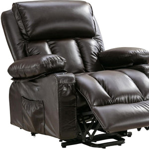 HomeRoots 39" Black Faux Leather Power Lift Recliner with Heated Massage, Zero Gravity Comfort & USB Charge 718744