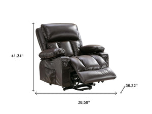 HomeRoots 39" Black Faux Leather Power Lift Recliner with Heated Massage, Zero Gravity Comfort & USB Charge 718744