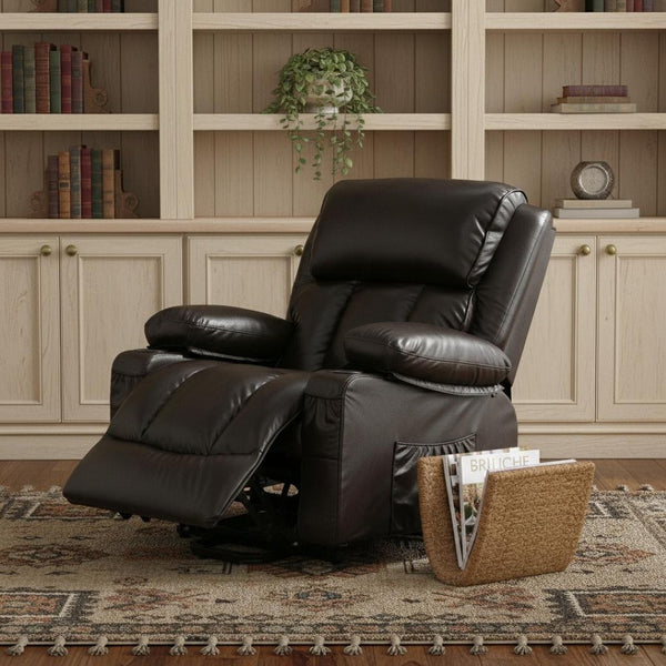 HomeRoots 39" Black Faux Leather Power Lift Recliner with Heated Massage, Zero Gravity Comfort & USB Charge 718744