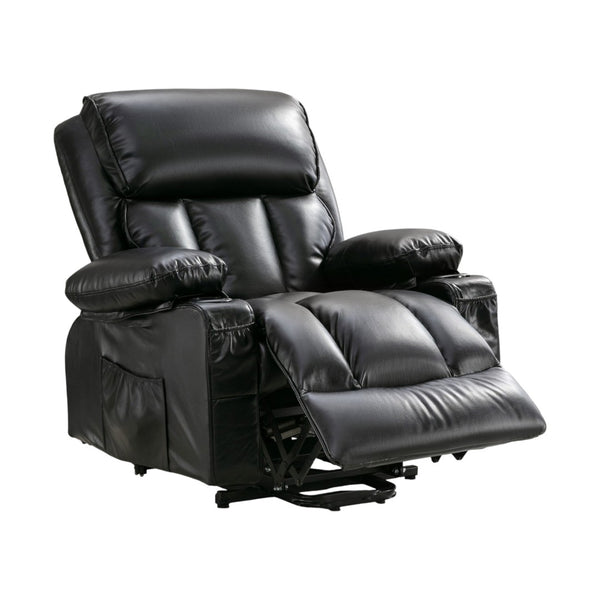 HomeRoots 36" Gray Faux Leather Power Lift Recliner with Heated Massage, Zero Gravity & USB Charging Port 718745