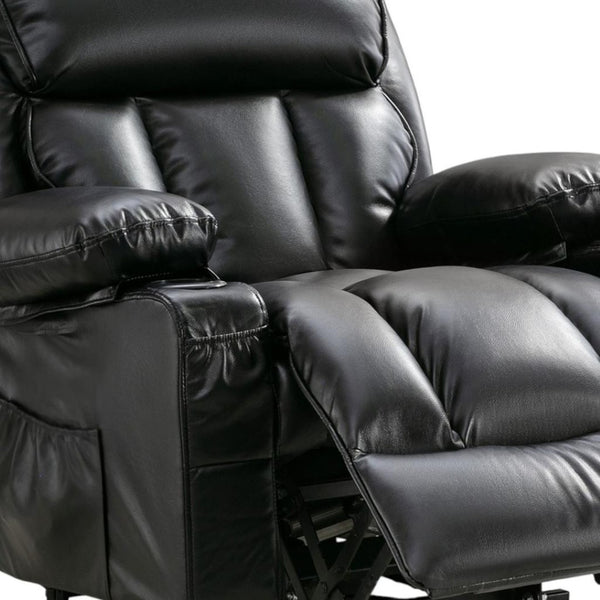 HomeRoots 36" Gray Faux Leather Power Lift Recliner with Heated Massage, Zero Gravity & USB Charging Port 718745