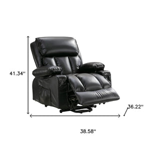 HomeRoots 36" Gray Faux Leather Power Lift Recliner with Heated Massage, Zero Gravity & USB Charging Port 718745