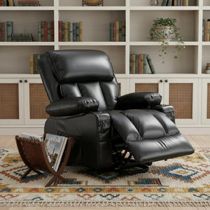 HomeRoots 36" Gray Faux Leather Power Lift Recliner with Heated Massage, Zero Gravity & USB Charging Port 718745