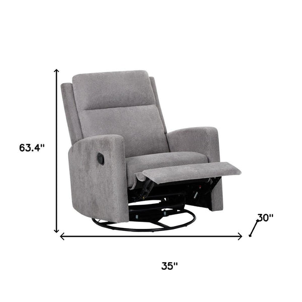 HomeRoots 36" Gray Faux Leather Recliner with USB, Massage & Heat – Perfect for Living Rooms & Cozy Naps! 718750