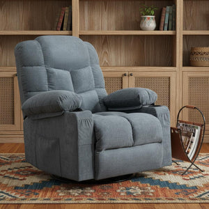 HomeRoots 37" Gray Faux Leather Heated Massage Lift Recliner with USB Port - Ultimate Comfort & Support! 718755