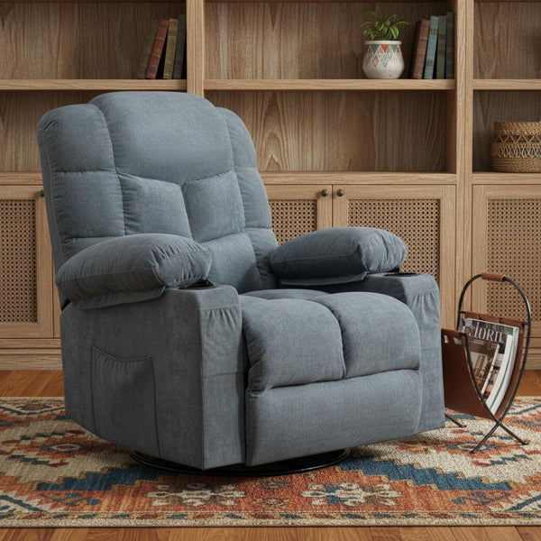 HomeRoots 37" Gray Faux Leather Heated Massage Lift Recliner with USB Port - Ultimate Comfort & Support! 718755
