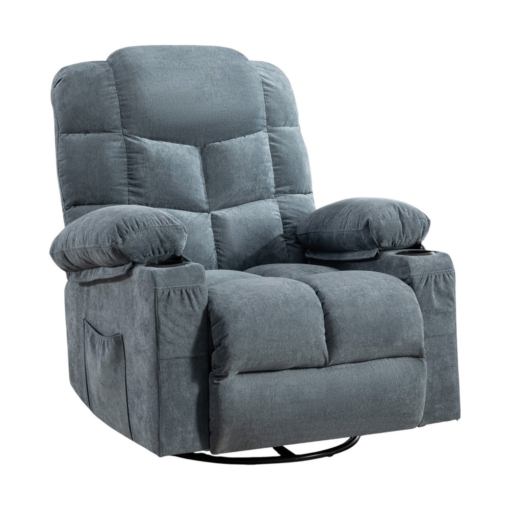 HomeRoots 37" Gray Faux Leather Heated Massage Lift Recliner with USB Port - Ultimate Comfort & Support! 718755