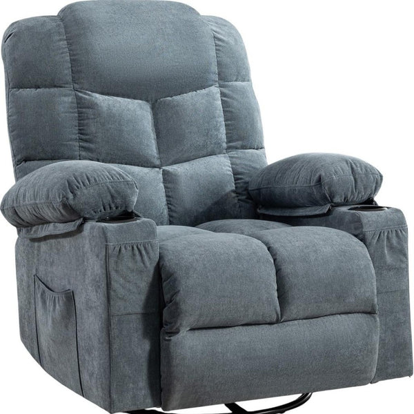 HomeRoots 37" Gray Faux Leather Heated Massage Lift Recliner with USB Port - Ultimate Comfort & Support! 718755