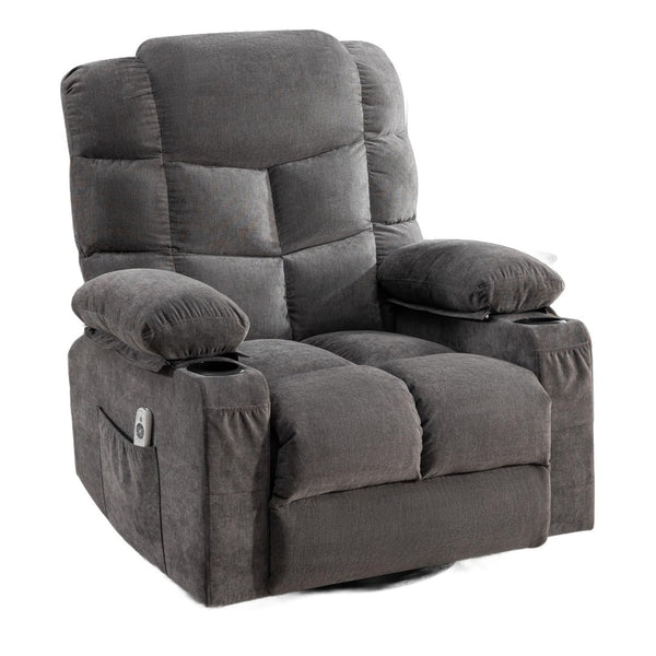 HomeRoots 37" Brown Faux Leather Heated Massage Lift Recliner with USB - Comfort, Support, and Style Combined! 718756