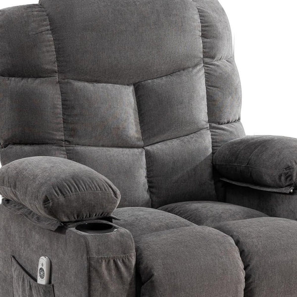 HomeRoots 37" Brown Faux Leather Heated Massage Lift Recliner with USB - Comfort, Support, and Style Combined! 718756