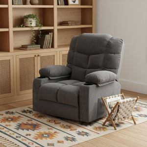 HomeRoots 37" Brown Faux Leather Heated Massage Lift Recliner with USB - Comfort, Support, and Style Combined! 718756