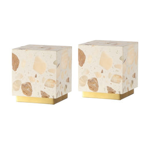 HomeRoots Set of Two Gold Usb Accent Lamps with Matching Square Shades for Bedside Decor 718757