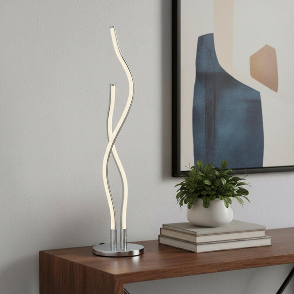 HomeRoots 17" Sleek Silver LED Table Lamp - Modern Design for Ambient Lighting, Perfect for Any Room Decor 718760
