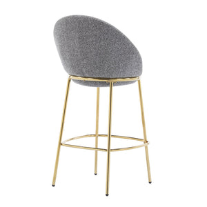 English Elm Christopher Knight Home® - Celano Upholstered Metal Barstool Set of 2 with Plush Rounded Seat, Semi‑Enclosed Backrest, Durable Frame Gold,Gray N775P268055G