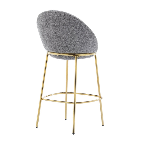 English Elm Christopher Knight Home® - Celano Upholstered Metal Barstool Set of 2 with Plush Rounded Seat, Semi‑Enclosed Backrest, Durable Frame Gold,Gray N775P268055G
