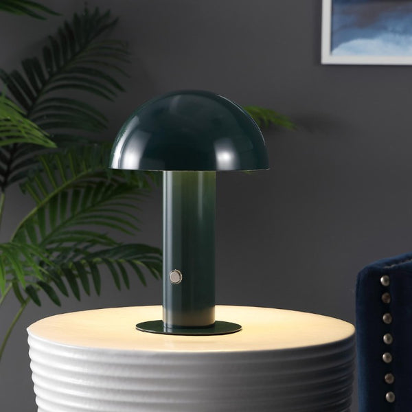 11 Inch Forest Green Globe Shade Usb Table Lamp for Desk or Bedside Accent Lighting