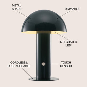 11 Inch Forest Green Globe Shade Usb Table Lamp for Desk or Bedside Accent Lighting