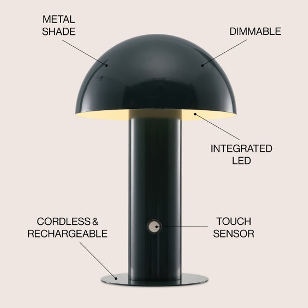 11 Inch Forest Green Globe Shade Usb Table Lamp for Desk or Bedside Accent Lighting