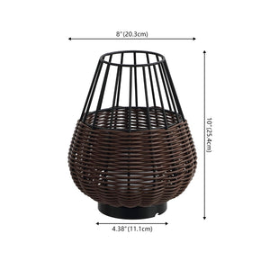 HomeRoots Set of Two 10" Brown Round LED Table Lamps with USB Ports & Globe Shades for Modern Spaces 718801