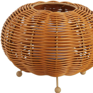 Set of Two Brown Lantern Style Usb Powered Table Lamps with Spherical Glass Shades