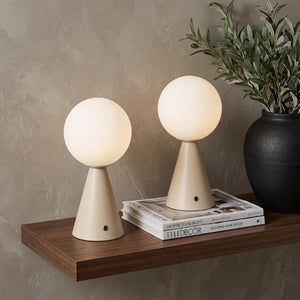 Set of Two Lighthouse Glass Table Lamps with Usb Port for Coastal Bedroom Decor