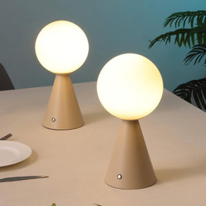Set of Two Lighthouse Glass Table Lamps with Usb Port for Coastal Bedroom Decor
