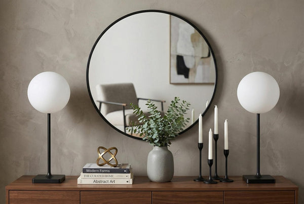 Set of Two Modern Black Table Lamps with Built-in Usb Charging Port for Bedside