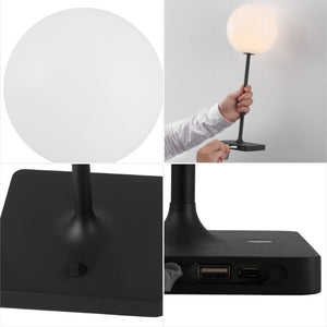 Set of Two Modern Black Table Lamps with Built-in Usb Charging Port for Bedside