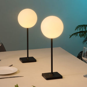 Set of Two Modern Black Table Lamps with Built-in Usb Charging Port for Bedside