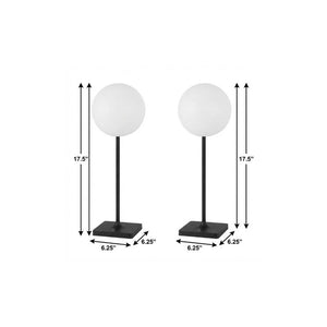 Set of Two Modern Black Table Lamps with Built-in Usb Charging Port for Bedside
