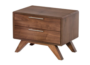 VIG Furniture Soria Walnut Nightstand With Soft-Close Drawers, Brushed Stainless Handles, No Assembly Needed VGMABR-32-NS