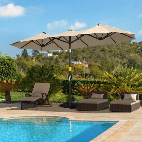 English Elm Outsunny 9.5' Double-Sided Patio Umbrella With Tilt Function, Crank, And Air Vents For Outdoor Comfort W2225P200476-GIGA