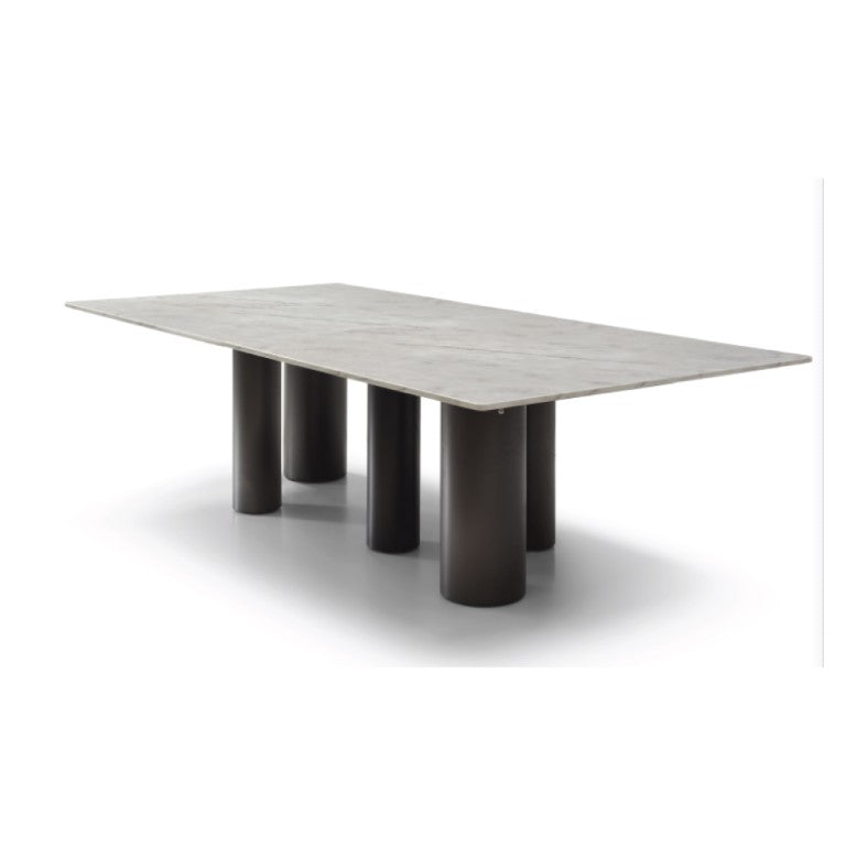 108 Inch Marble Top Stainless Steel Base Dining Table for Modern Luxury Interiors