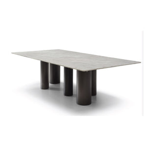 108 Inch Marble Top Stainless Steel Base Dining Table for Modern Luxury Interiors