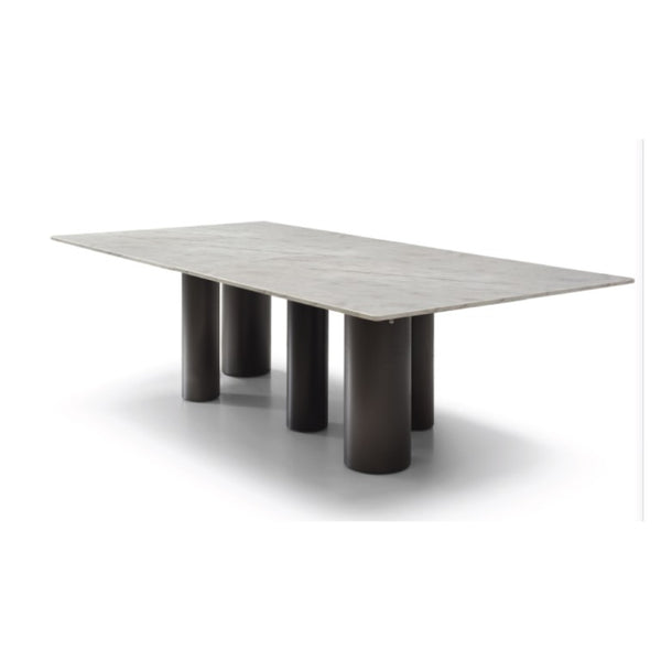 108 Inch Marble Top Stainless Steel Base Dining Table for Modern Luxury Interiors