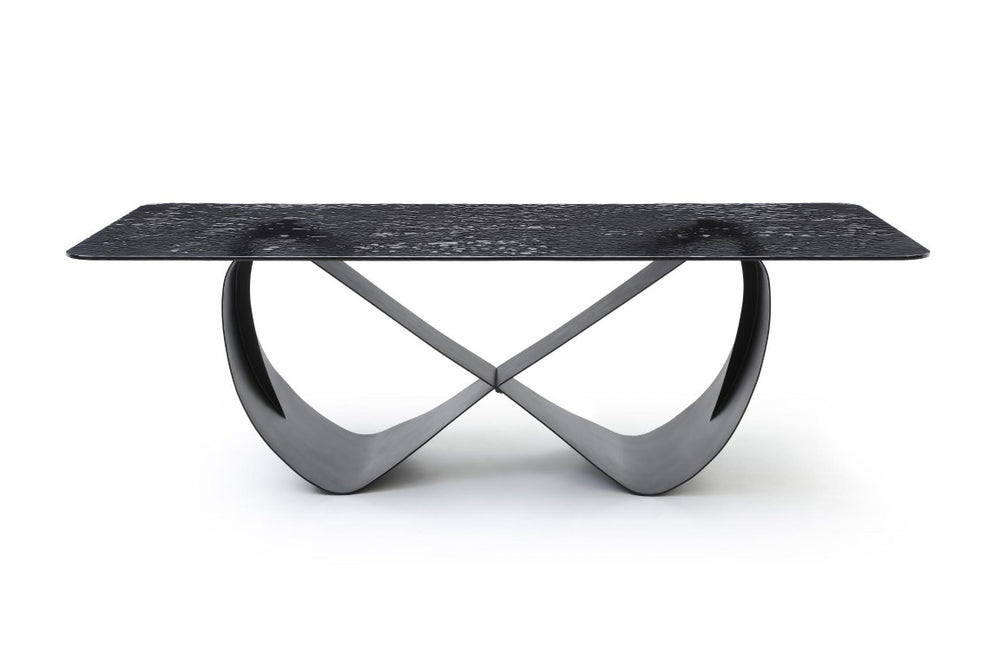 HomeRoots 94 Inch Black Glass Top Brass Geometric Pedestal Dining Table for Elegant Interiors 718892