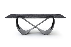 HomeRoots 94 Inch Black Glass Top Brass Geometric Pedestal Dining Table for Elegant Interiors 718892
