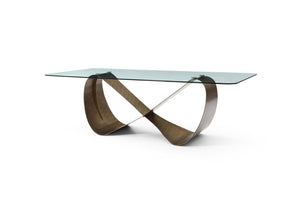 HomeRoots 94" Contemporary Black, White & Bronze Ceramic Dining Table with Cross-Leg Metal Base for 8 Guests 718894