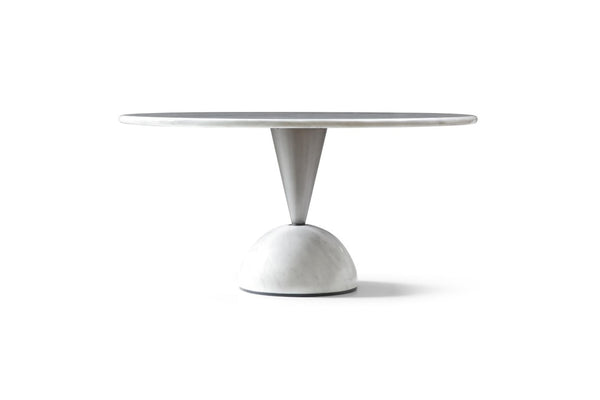 60 Inch Round Marble Top Dining Table with Stainless Steel Pedestal Base