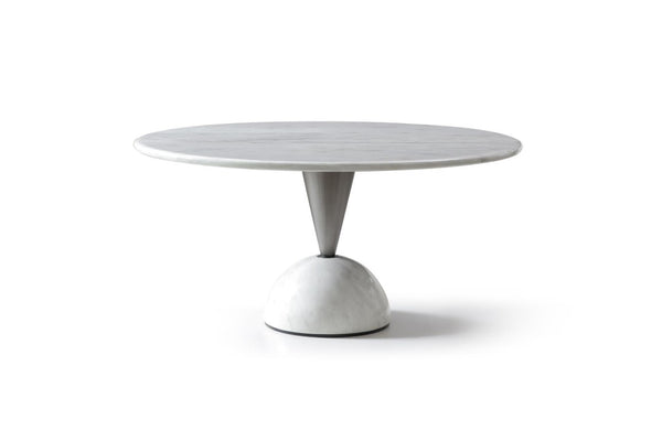 60 Inch Round Marble Top Dining Table with Stainless Steel Pedestal Base
