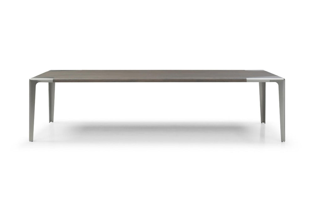 HomeRoots 118 Inch Grand Dining Table Blending Wood Craftsmanship with Stainless Steel Elegance 718898