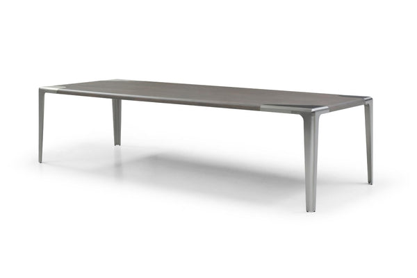 118 Inch Grand Dining Table Blending Wood Craftsmanship with Stainless Steel Elegance