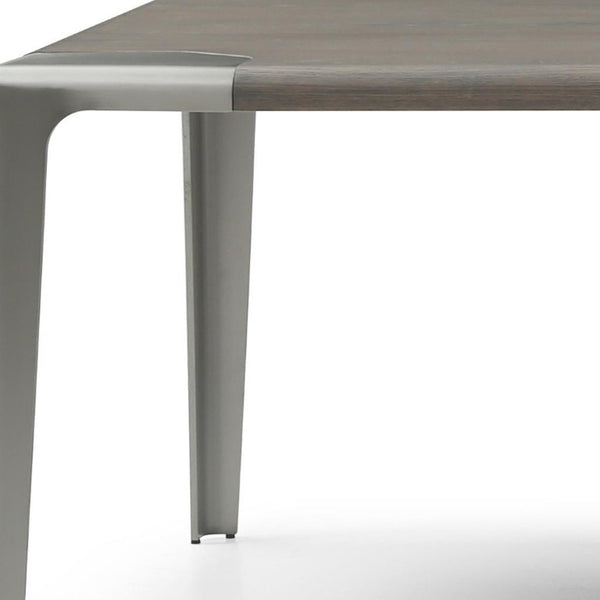 118 Inch Grand Dining Table Blending Wood Craftsmanship with Stainless Steel Elegance