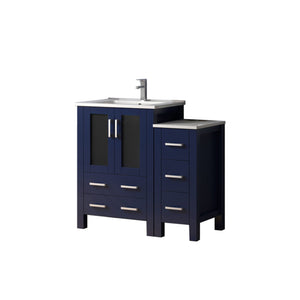 English Elm Navy Blue Single Bath Vanity With White Ceramic Top, Storage Cabinet, Chrome Faucet – Stylish & Functional B2731S01194