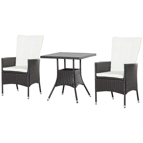 English Elm Outsunny Pe Rattan Outdoor Bistro Set Reclining High Back Chairs Tufted Cushions Patio W2225P200904