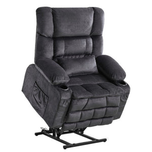 HomeRoots 38" Blue Tufted Velvet Heated Massage Lift Recliner - Comfort, USB Charging & Easy Mobility Support 718903