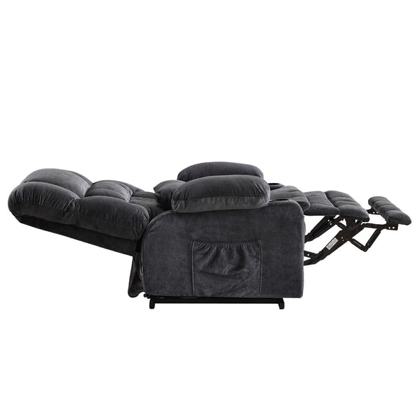 HomeRoots 38" Blue Tufted Velvet Heated Massage Lift Recliner - Comfort, USB Charging & Easy Mobility Support 718903